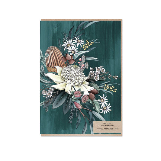Teal Bouquet Greeting Card
